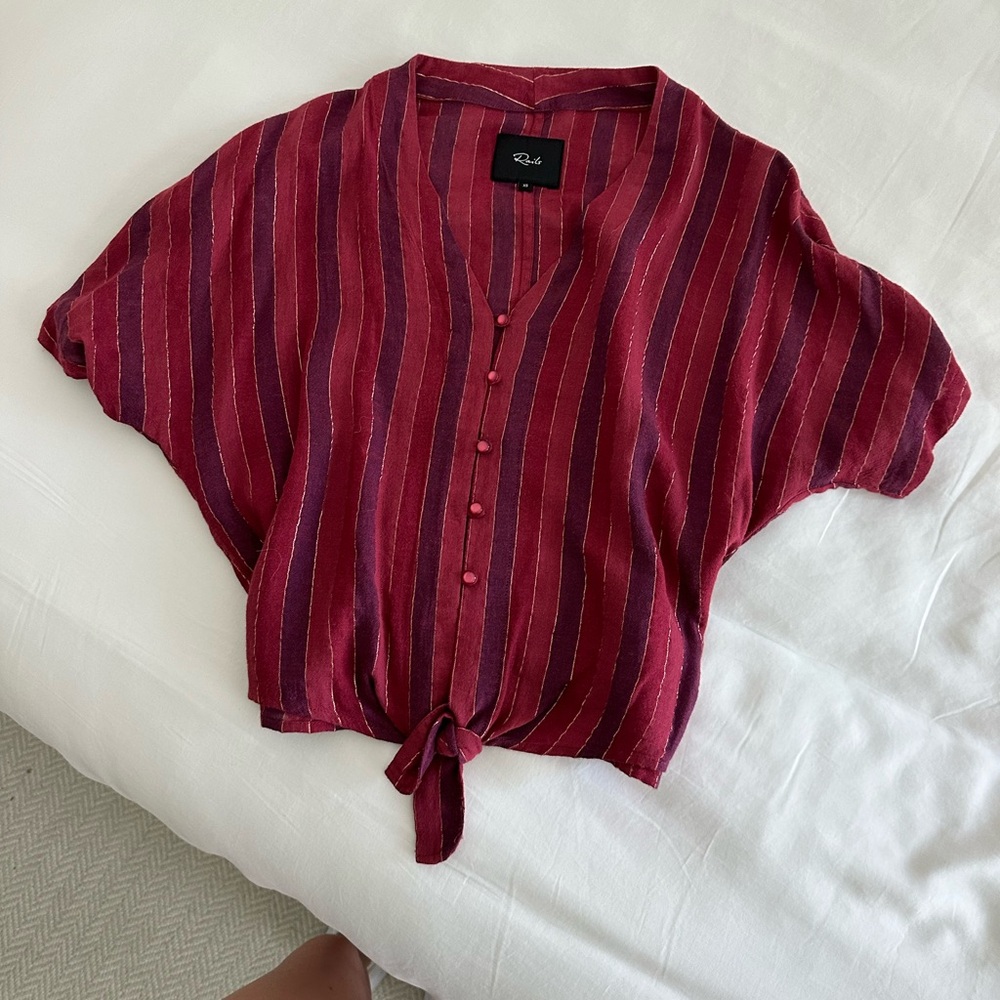 Rails Red Stripe Tie Top, Xs - image 1